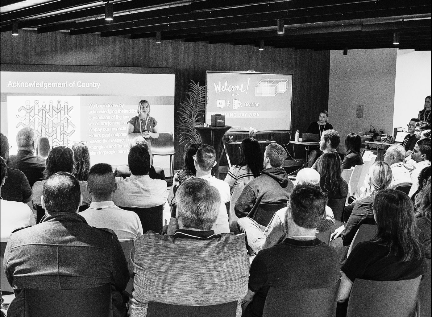 Large group participating in a Fusion session