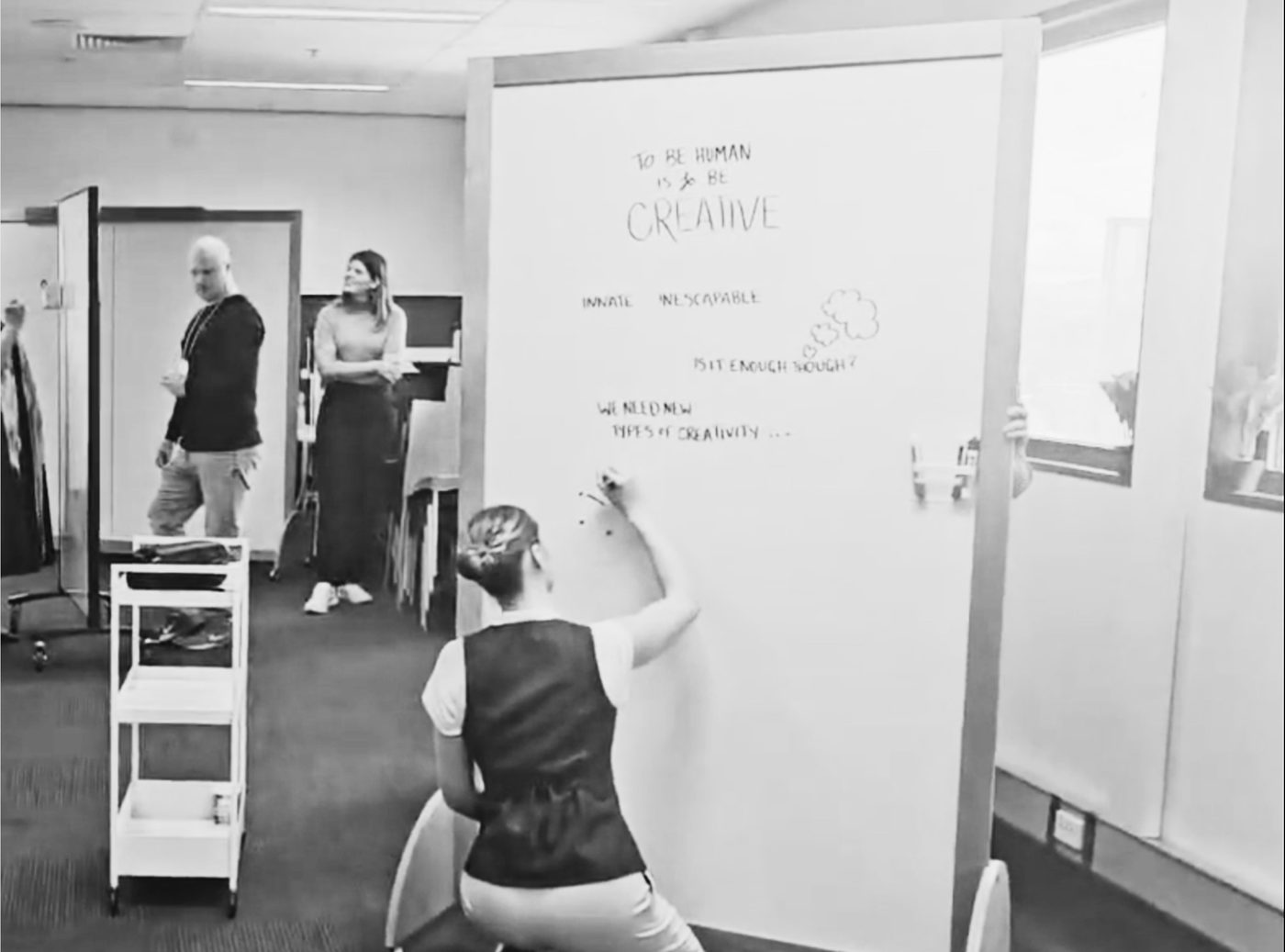 Facilitators preparing workshop material